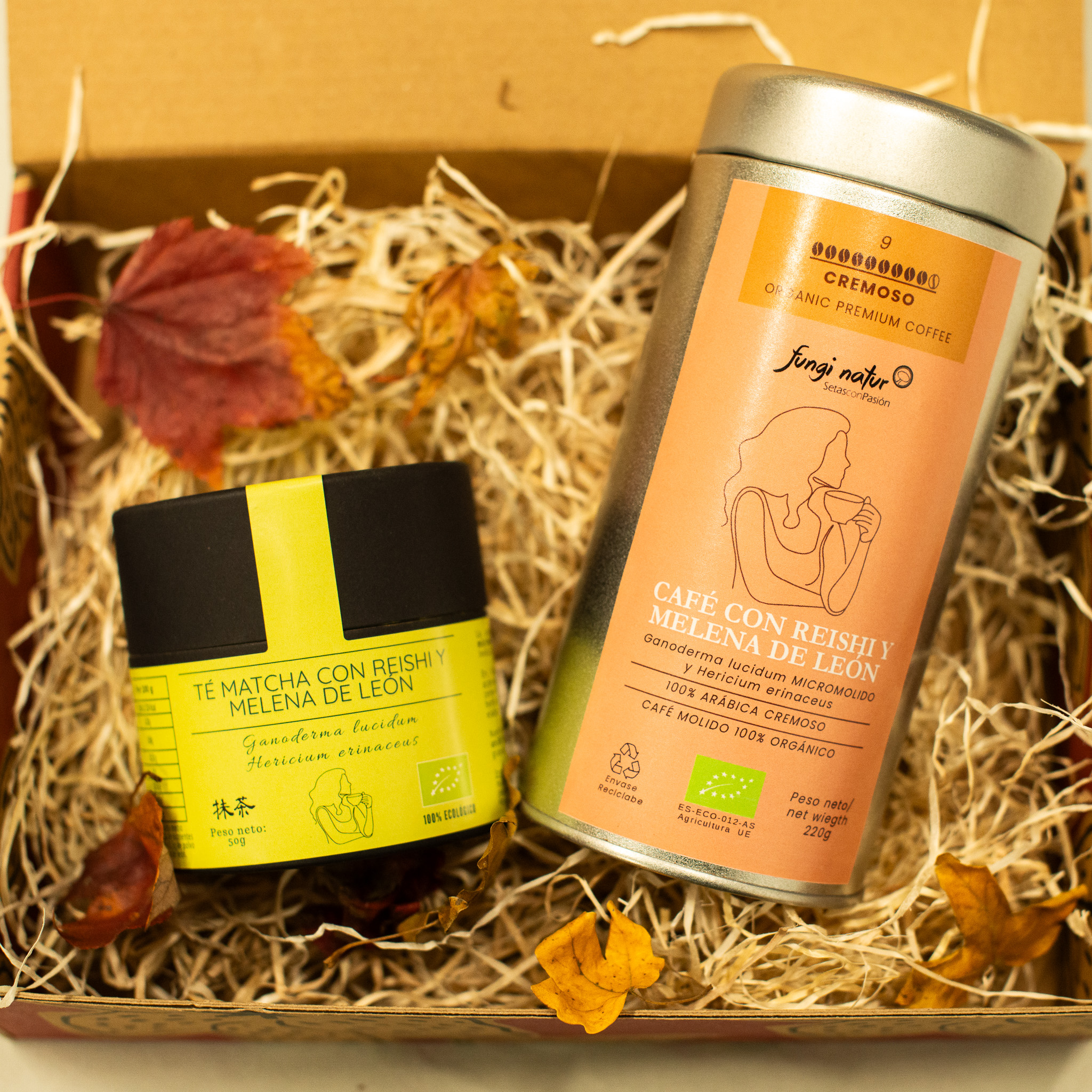 Pack Regalo: Café y Té Matcha con Reishi y Melena de León -Ecológico